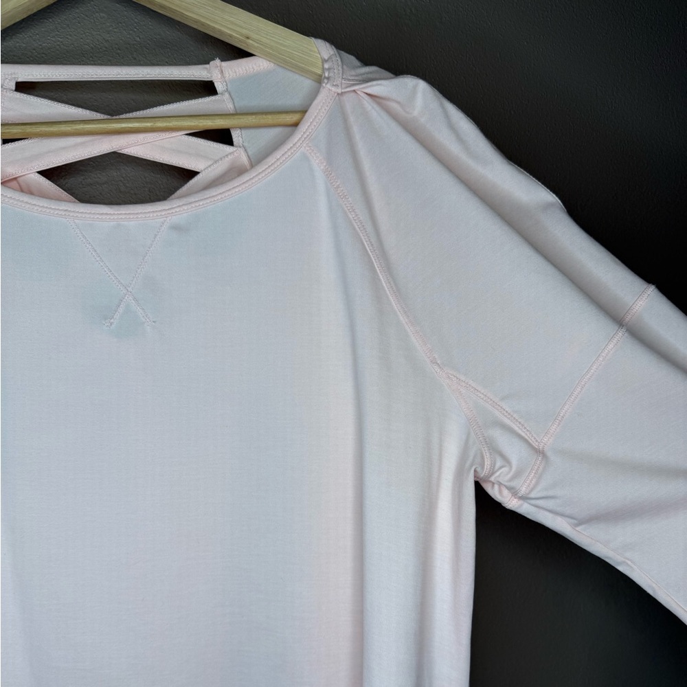Apana Light Pink Women's 1X Activewear Top Criss-Cross Back Sport Soft&Stretchy - Picture 6 of 13